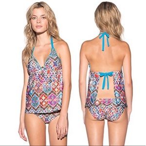 Lucky Brand Organic Cafe Halter Tankini Top | M